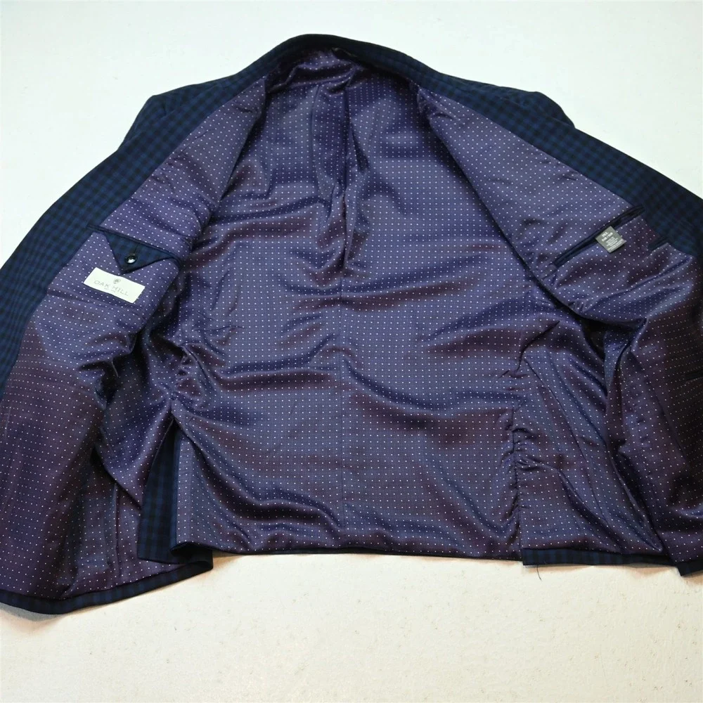 Oak Hill‎ 54R Blue Black Purple Check Mens Blazer Suit Jacket Sport Coat